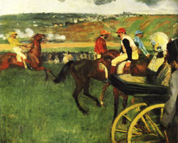 The Race Track Amateur Jockeys near a Carriage
